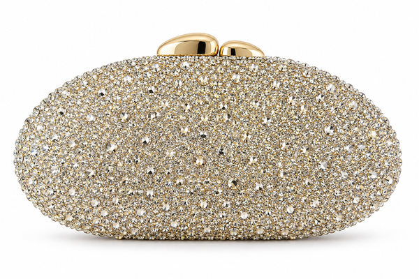 Clutch Ovalado de Cristales con Onda Metálica