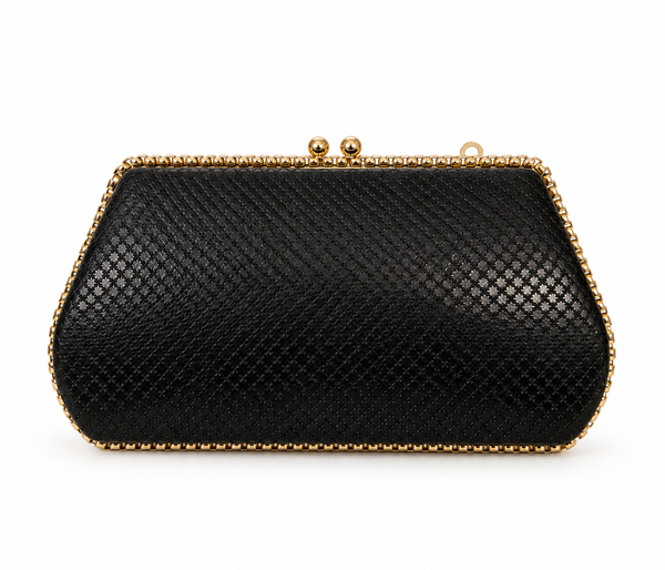 Clutch Negro con Marco Dorado Elegance Black