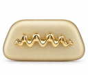 Clutch con aplique de ondas doradas, vista de detalle