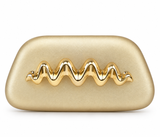 Clutch con aplique de ondas doradas, vista de detalle
