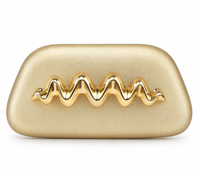 Clutch con aplique de ondas doradas, vista de detalle