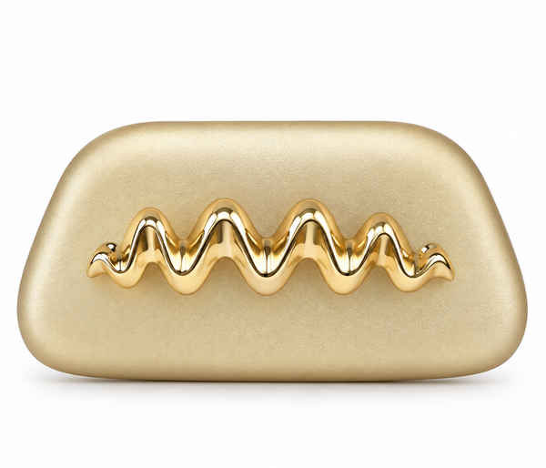 Clutch con Aplique de Ondas Doradas