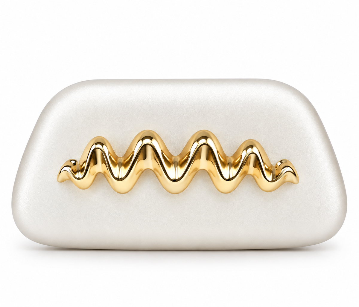 Clutch blanco con aplique central de ondas doradas