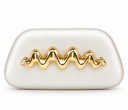 Clutch blanco con aplique central de ondas doradas