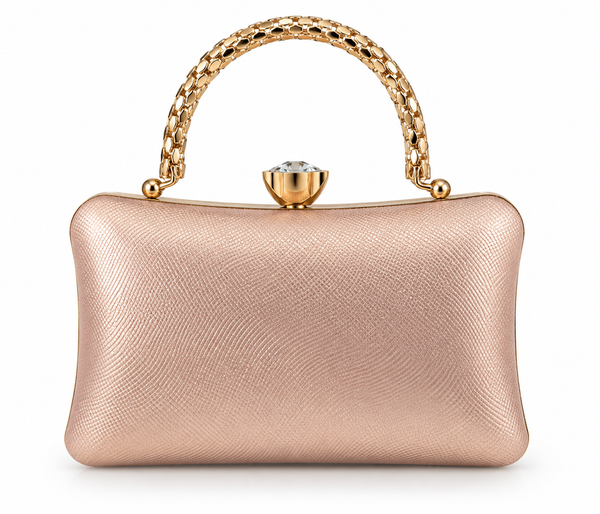 Bolso Rosa Metalizado con Asa Dorada Aura Rosé