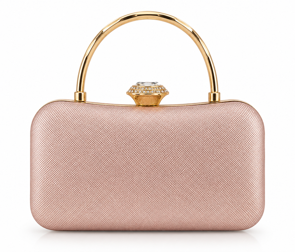 Bolso Rosa con Asa Rígida Dorada Rosé Éclat