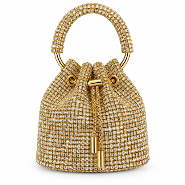 Bolso Bucket de Cristales con Asa Circular