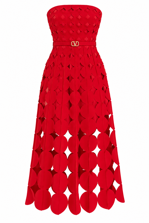 Vestido Escarlata Geométrico