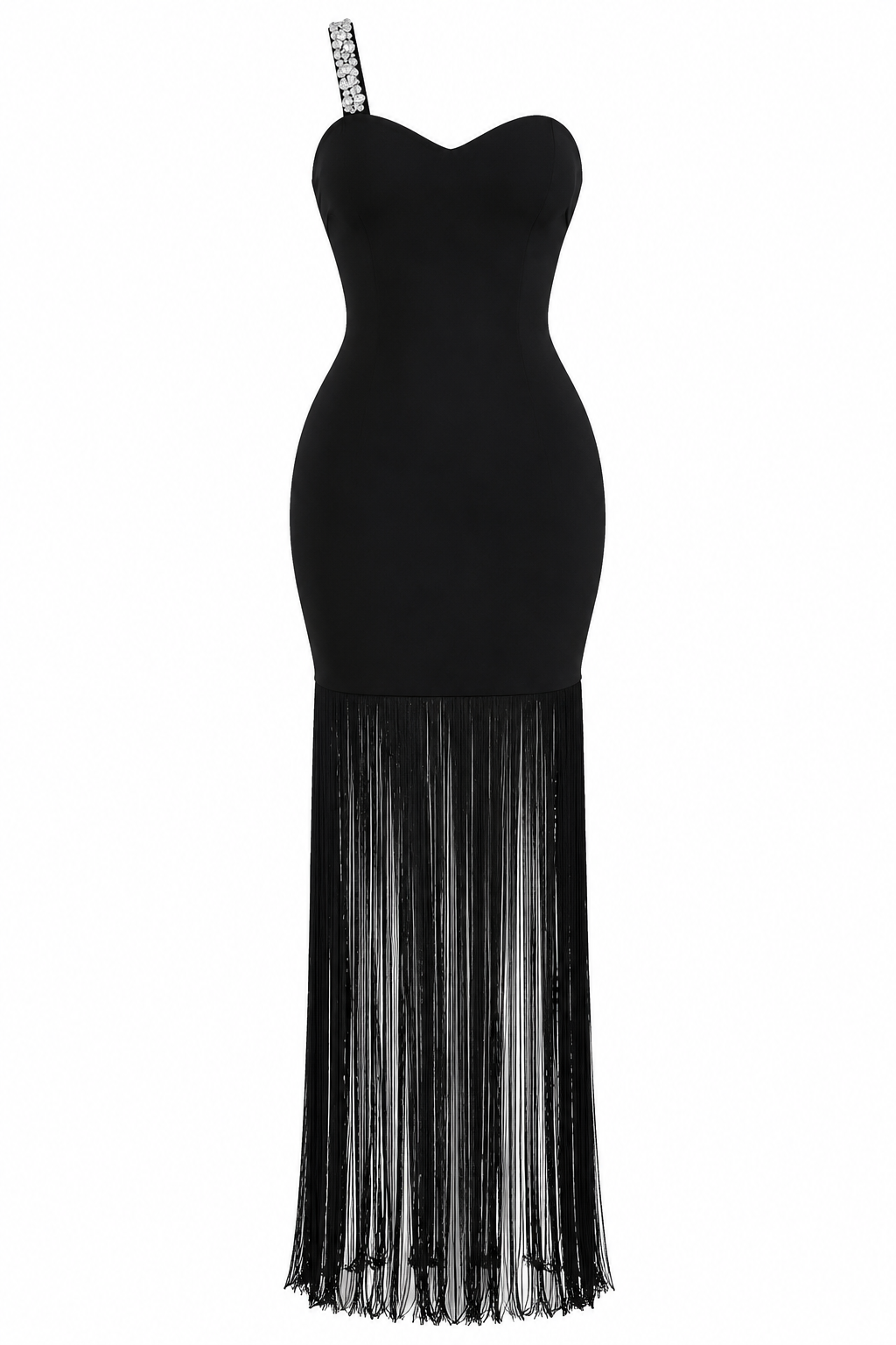 Vestido Noche Fringe Black