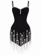 Vestido Diamond Fringe Black