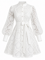 Vestido Crochet Floral Blanco