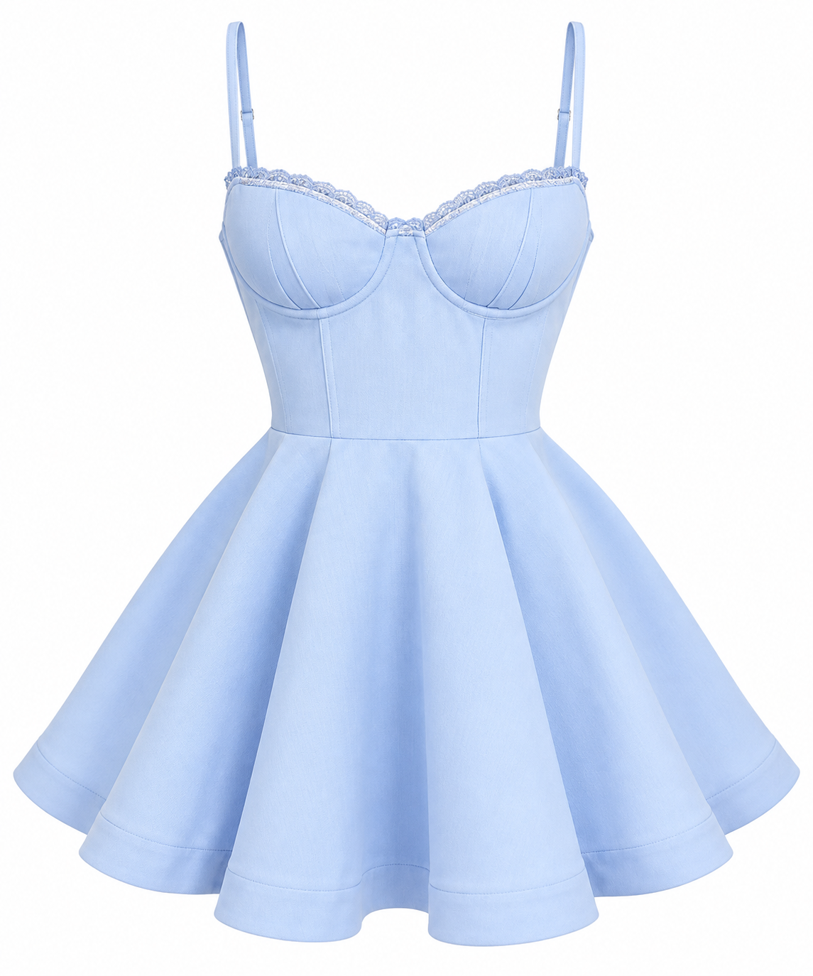 Vestido Corto Tipo Corsé con Escote Corazón y Falda Amplia