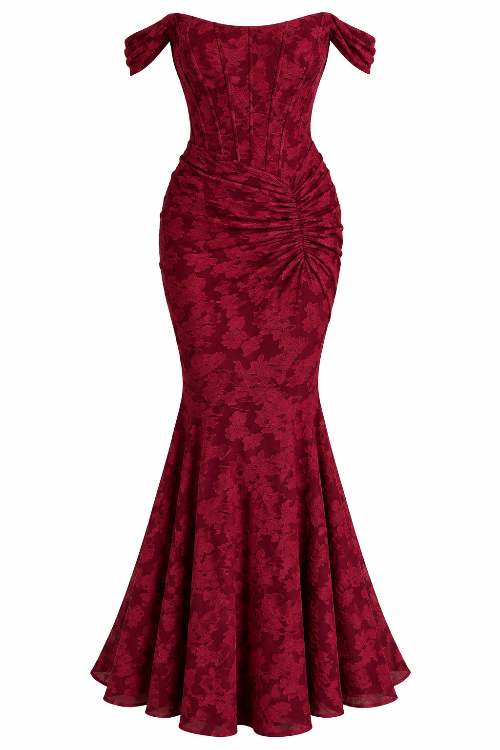 Vestido Sirena Bordó Jacquard