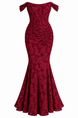 Vestido Sirena Bordó Jacquard
