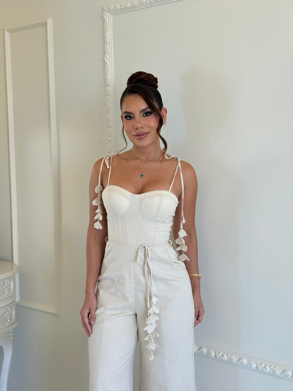 Enterizo de Lino con Corset y Bota Ancha Aura Linen