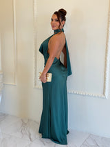 Vestido Largo Sirena Halter Satinado