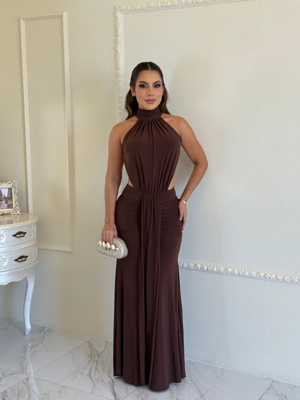 Vestido Chocolate Drapeado Luxe