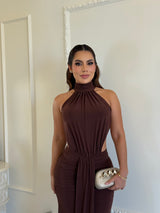 Vestido Chocolate Drapeado Luxe