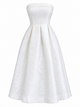 Vestido Strapless Jacquard Ivory