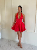 Vestido Halter Jacquard
