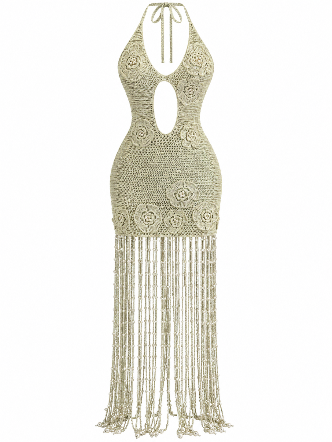 Vestido Crochet Pearl Fringe